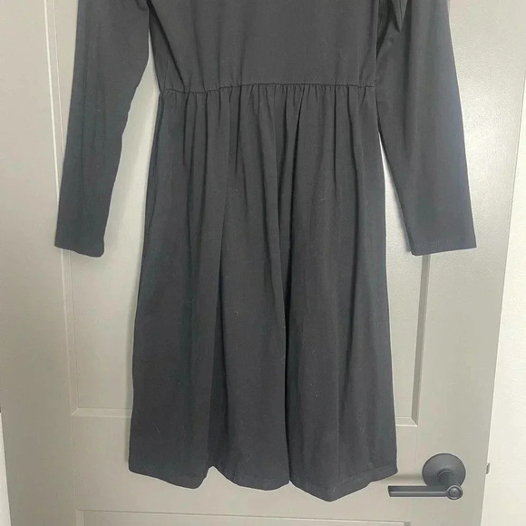 Ouges Womens Stretch Round Neck Long Sleeve Button Front Dress Black Medium - Picture 8 of 9